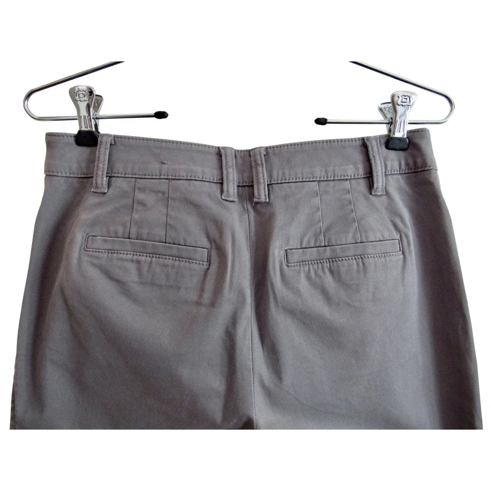 Talbots Straight Leg Chino Pants 2P Gray Stretch Cotton Petite Office Casual